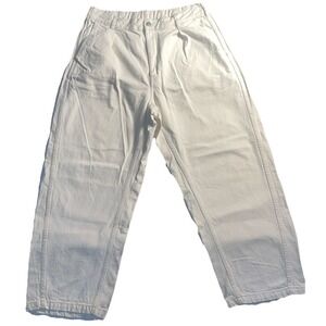 GU Jeans Womens Beige Wide Leg Pleated Trousers Denim Size Large